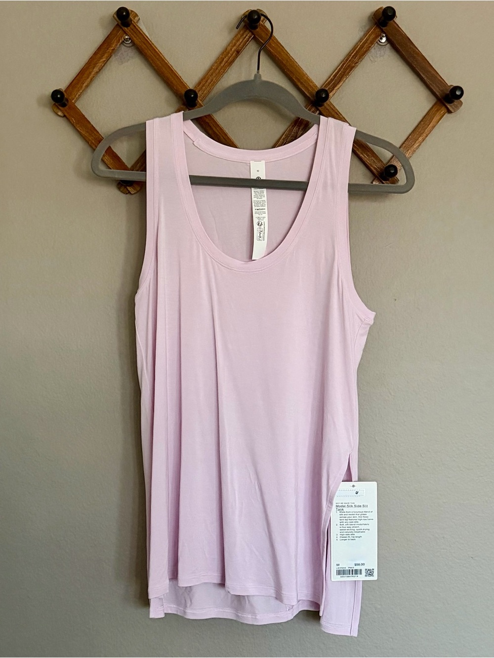 Lululemon Silk Appeal Side Slit Tank Top Pink Organza